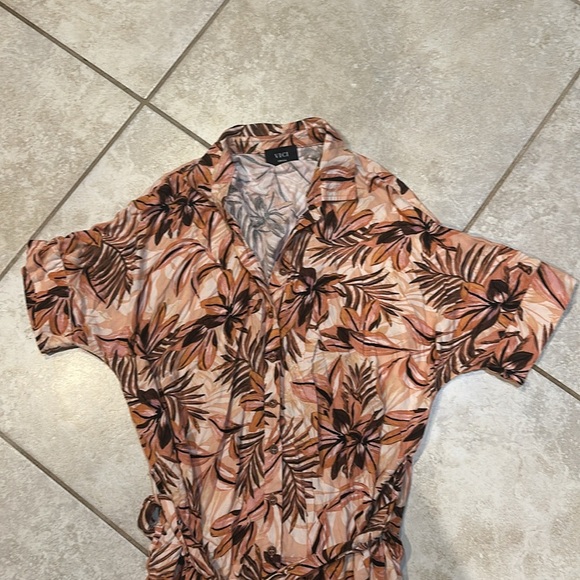 Vici Peach Tropical Floral Palm Print Button Front Maxi Dress S Beach Summer - Picture 3 of 8